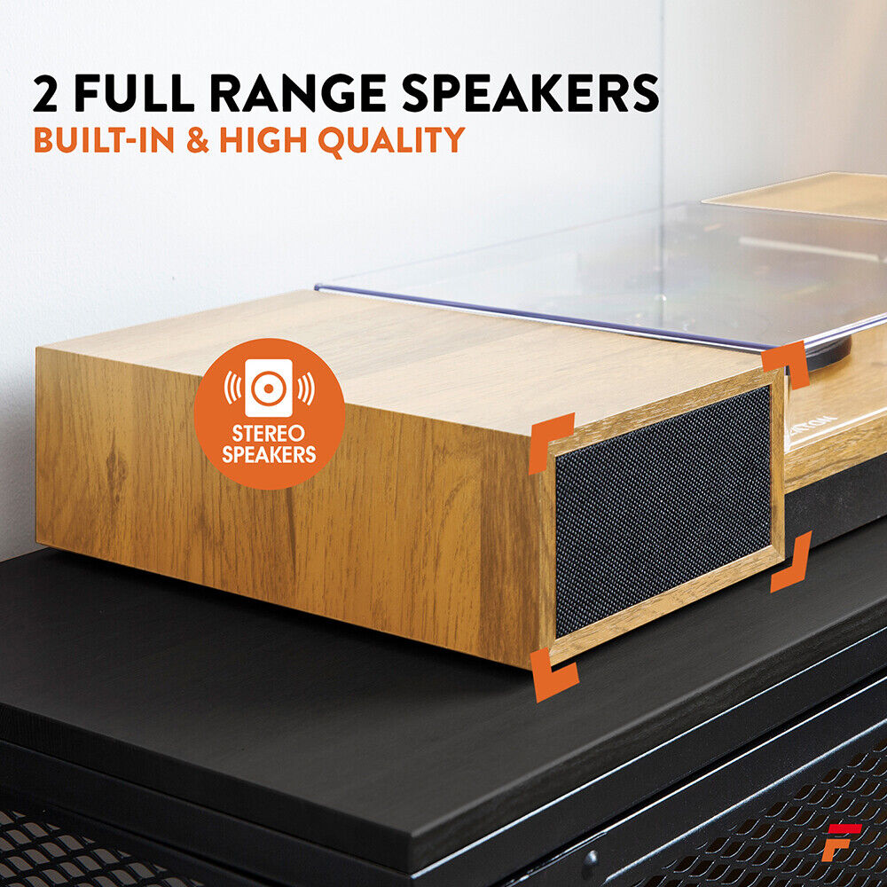 Bluetooth Record Player System with Speakers and Amplifier