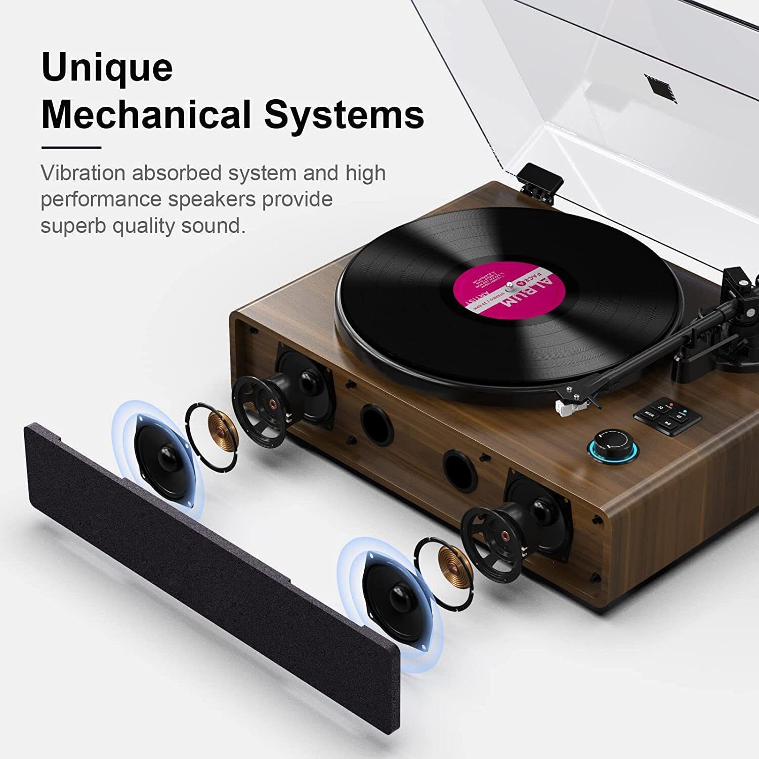 Stereo Turntable with RCA Output & Speakers