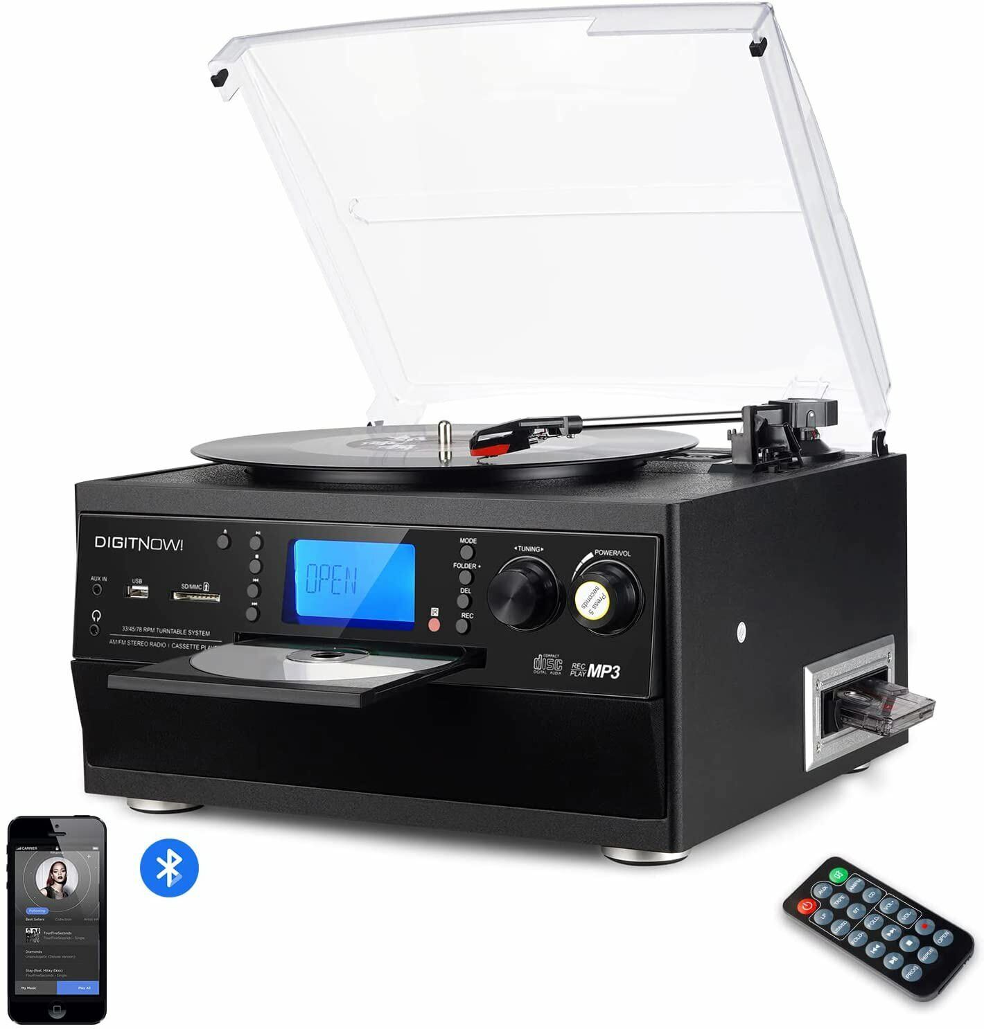Bluetooth Turntable with Stereo Speaker & MP3 Converter