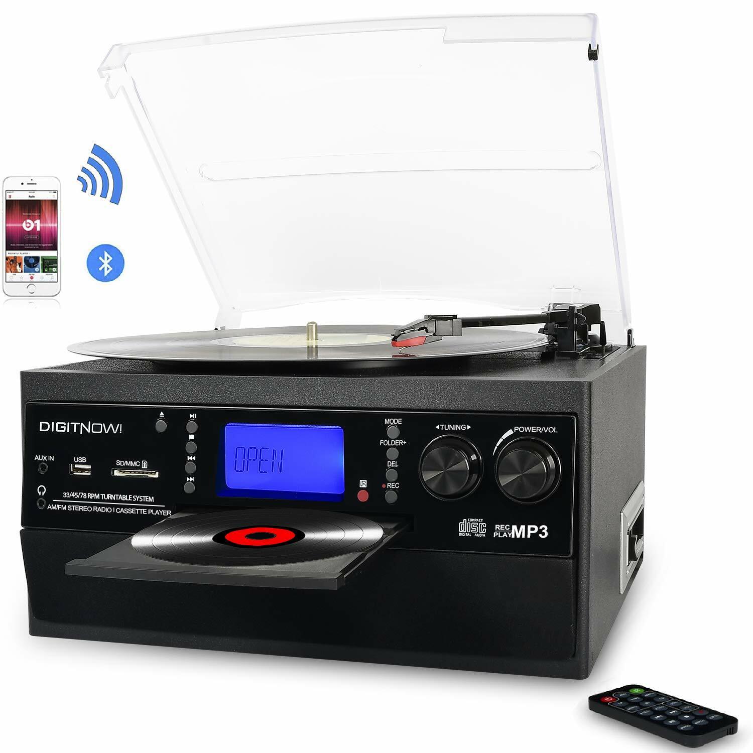 Bluetooth Turntable with Stereo Speaker & MP3 Converter
