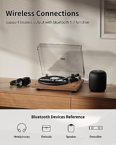 ANGELS HORN Bluetooth Turntable with High Fidelity