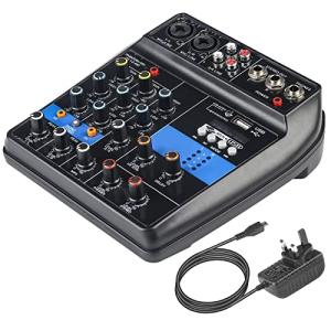 4-Channel Mini Audio Mixer with Bluetooth & USB