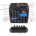 4-Channel Mini Audio Mixer with Bluetooth & USB