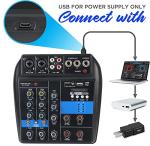 4-Channel Mini Audio Mixer with Bluetooth & USB