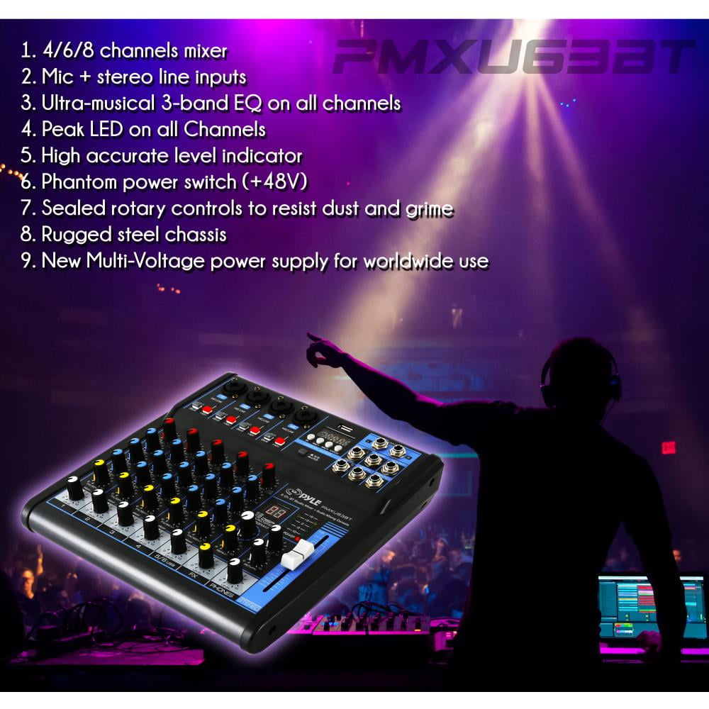 6-Ch. Bluetooth DJ Mixer - Audio Console System