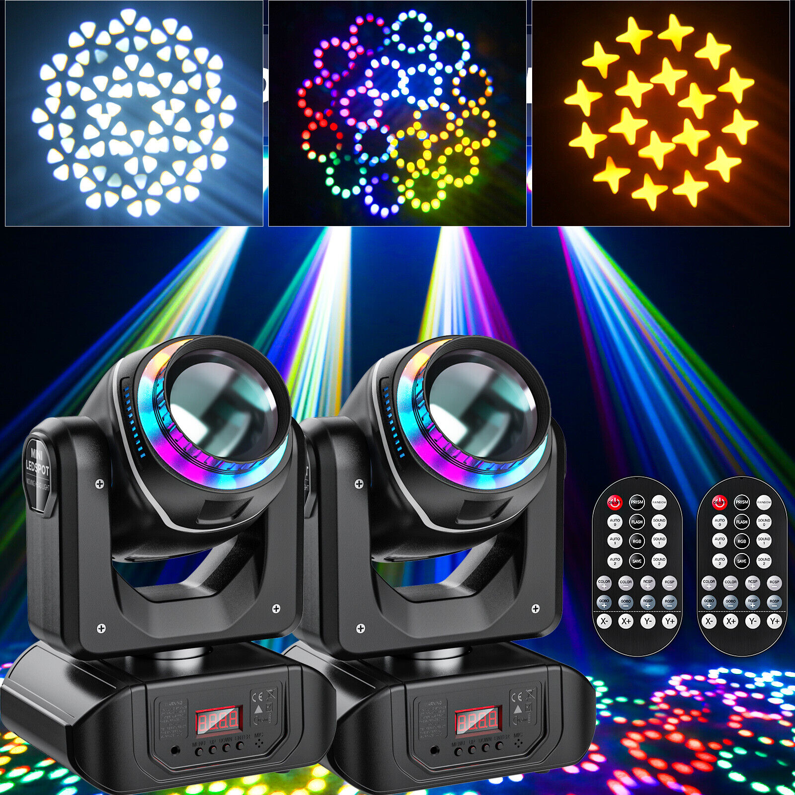 RGBW DJ Party Lights with Gobo & Prism