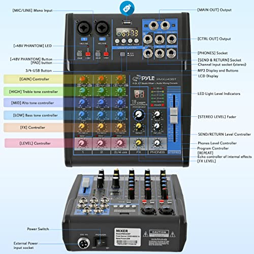 3-Channel Bluetooth DJ Mixer MP3 Player FX Processor
