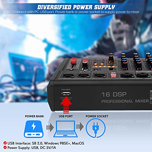 3-Channel Bluetooth DJ Mixer MP3 Player FX Processor