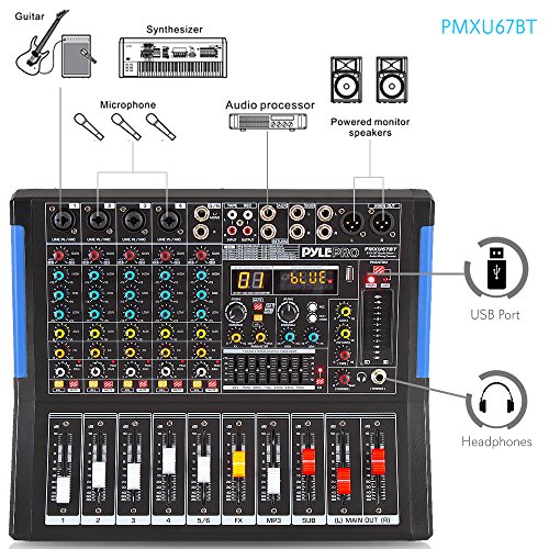 Pyle Bluetooth Studio Audio Mixer - PMXU67BT