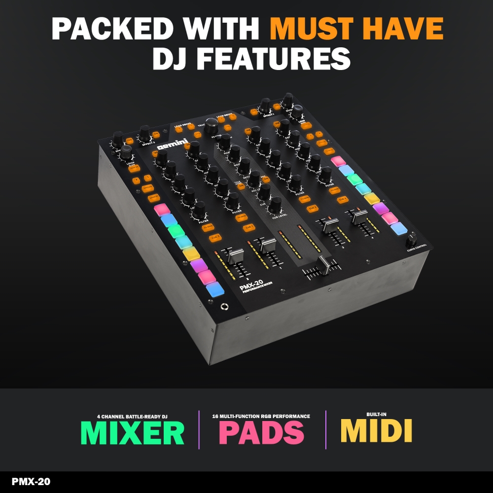 Gemini PMX-20 4-Channel MIDI Controller Mixer