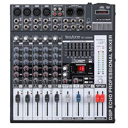 6-Ch Bluetooth Audio Mixer w/ USB & DSP Effects