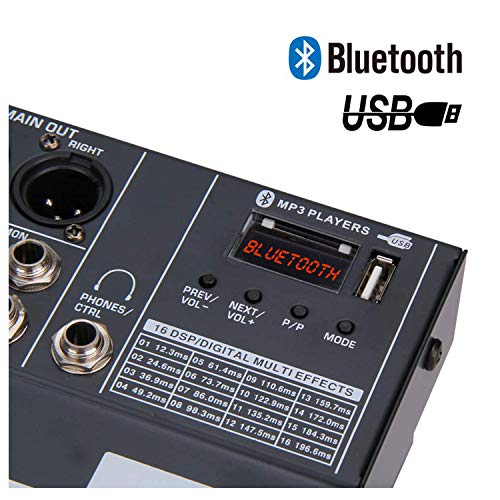 6-Ch Bluetooth Audio Mixer w/ USB & DSP Effects