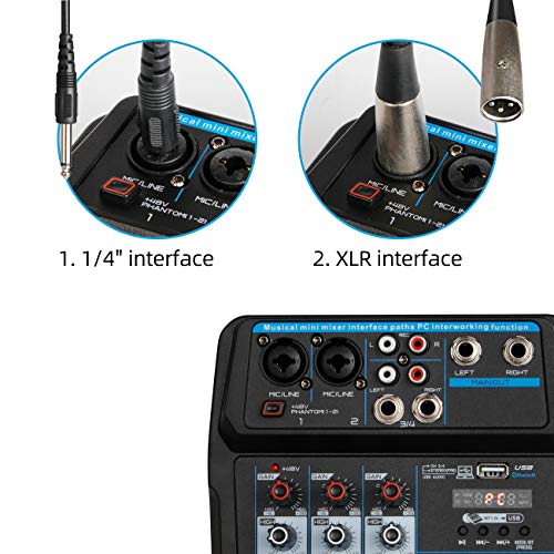 Depusheng U4 4-Channel USB Audio Mixer