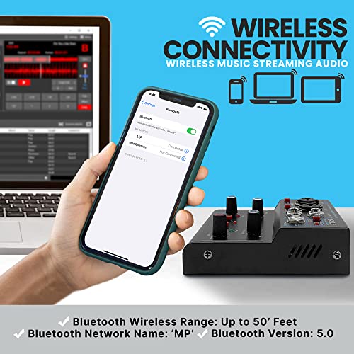 Pyle Wireless DJ Audio Mixer with Bluetooth Control