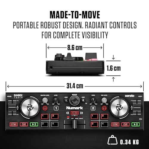 Compact Numark DJ Controller with Touch Jog Wheels
