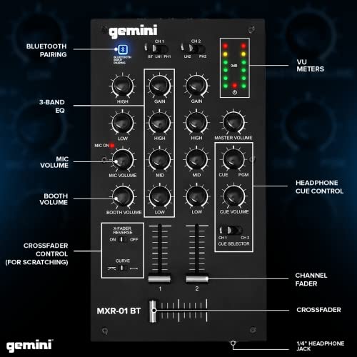 Gemini MXR-01BT DJ Mixer with Bluetooth