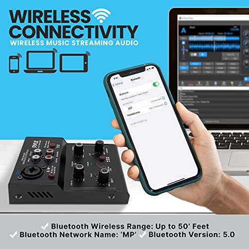Wireless 2-Channel DJ Audio Mixer with Bluetooth