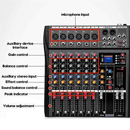 6-Channel Bluetooth DJ Mixer with USB Support