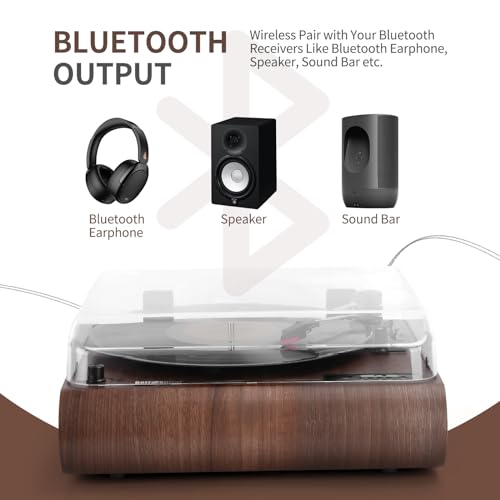 Bluetooth Turntable with Built-in Speakers & FM Radio
