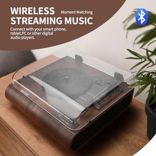 Bluetooth Turntable with Built-in Speakers & FM Radio