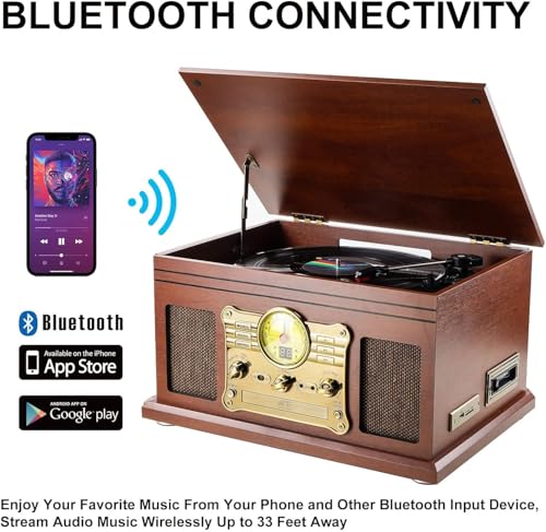10-in-1 Bluetooth Vinyl Record Player & Turntable
