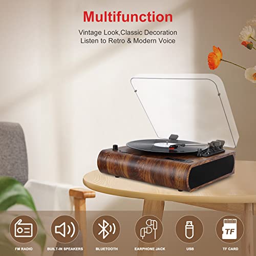 VOSTERIO Bluetooth Turntable with Built-in Speakers