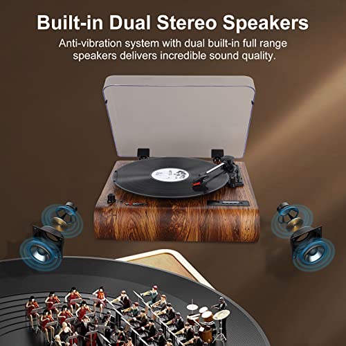 VOSTERIO Bluetooth Turntable with Built-in Speakers