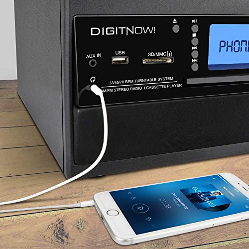 Bluetooth Vinyl Turntable with CD, Cassette, and Radio