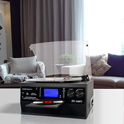 Bluetooth Vinyl Turntable with CD, Cassette, and Radio