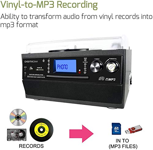 DIGITNOW! Bluetooth Vinyl Record Player with Speakers