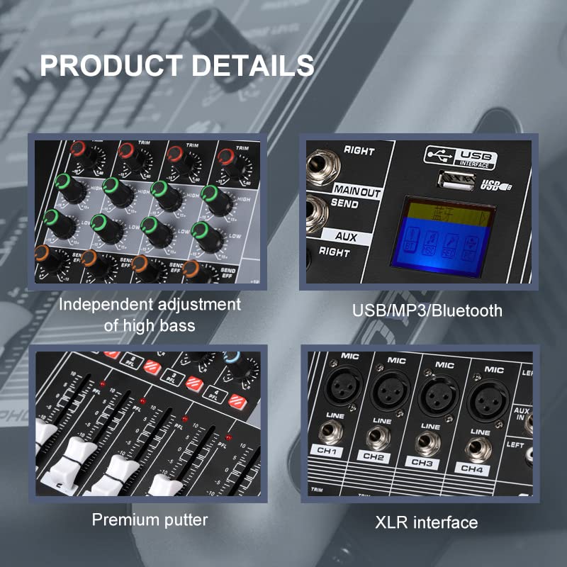 8-Channel Mixer with DSP Reverb Effects for DJs