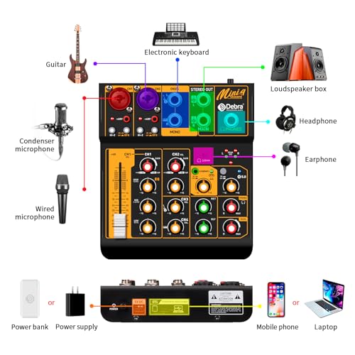 Mini4 Professional Audio Mixer for DJ and Streaming