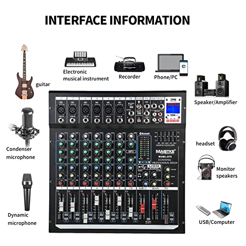8-Channel Professional Audio Mixer for DJs