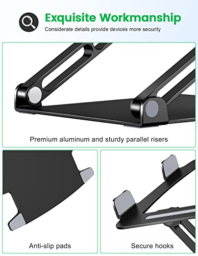 Adjustable Aluminum Laptop Stand for DJs - Black