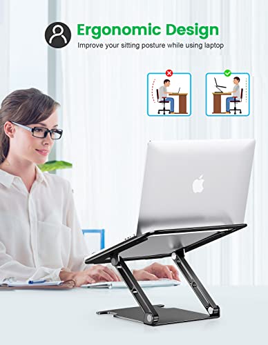Adjustable Aluminum Laptop Stand for DJs - Black
