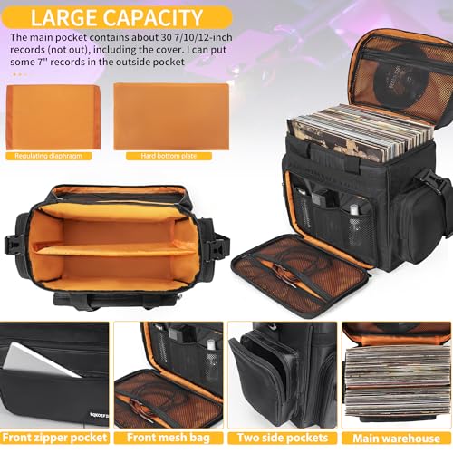 BQKOZFIN Vinyl Records Storage Bag for 30 LPs
