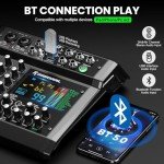 6-Channel Audio Mixer with Bluetooth Connectivity