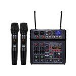 BOMGE 04E 4-Channel Karaoke Mixer with Wireless Mics