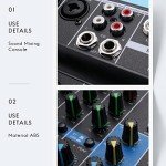 Grnlucja 4-Channel Bluetooth DJ Mixer Console