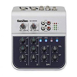 SubZero 4-Channel Audio Mixer with Mic Inputs