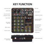 D Debra V4 4-Channel DJ Mixer with Bluetooth