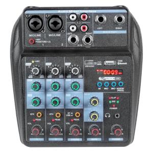4-Channel DJ Audio Mixer with USB Interface