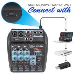 4-Channel DJ Audio Mixer with USB Interface
