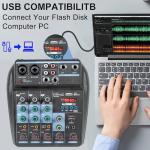 4-Channel DJ Audio Mixer with USB Interface