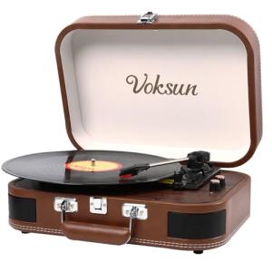 VOKSUN Portable Bluetooth Vinyl Turntable with Speakers