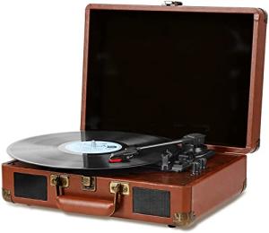 Bluetooth Portable Vinyl Turntable with Built-in Speaker