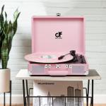 Vintage Pink Suitcase Turntable with Bluetooth and USB