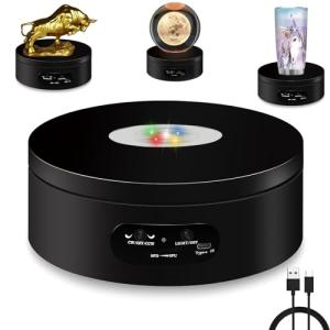 YVVV 360° LED Electric Turntable with 8 Colors