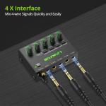 LiNKFOR 4 Channel Mini Audio Mixer with RGB Lights