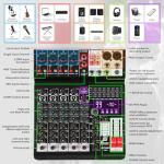MIZISNR 6-Channel DJ Audio Mixer with Bluetooth